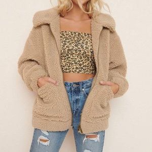 Garage beige teddy coat size XS